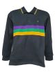 Black Chest Stripe Long Sleeve Polo - Adult
