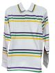 White Infinite Stripe Long Sleeve Polo