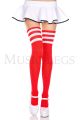 Athletic Striped Thigh-High Socks (Red/White)