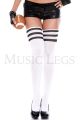 Athletic Striped Thigh-High Socks (White/Black)