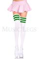 Athletic Striped Thigh-High Socks (White/Hunter Green)
