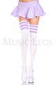 Athletic Striped Thigh-High Socks (White/Light Purple)