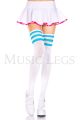 Athletic Striped Thigh-High Socks (White/Neon Blue)