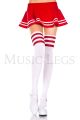 Athletic Striped Thigh-High Socks (White/Red)