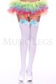 Opaque Satin Bow Thigh-High Stockings (Baby Blue/White)