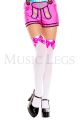 Opaque Satin Bow Thigh-High Stockings (Pink)