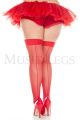 Fishnet Back Seam Thigh High Stockings (Red) Plus Size
