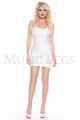 Dress - Wet Look Spaghetti Strap Mini (White)