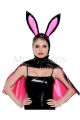 Cape- Wet Look Rabbit  (Black/Pink)