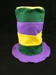 Purple, green & gold striped stove pipe hat