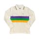 White Chest Stripe Long Sleeve Polo - Kid's
