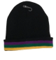 Black Beanie w/ Mardi Gras PGG Stripes