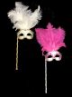 White Stick Mask W/ Plumes