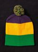 PGG Mardi Gras Striped Beanie w/ Pom