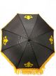 Umbrella - Fringe BLACK w/ GOLD Fleur De Lis