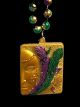 Gold Half Face w/ Purple, Green & Gold Feathers Large Specialty Bead