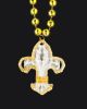 White Fleur De Lis on Gold Large Specialty Bead