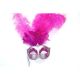 Stick Mask w/ Plumes (Hot Pink/Silver)