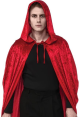 Cape - Long Red Velvet Hooded 